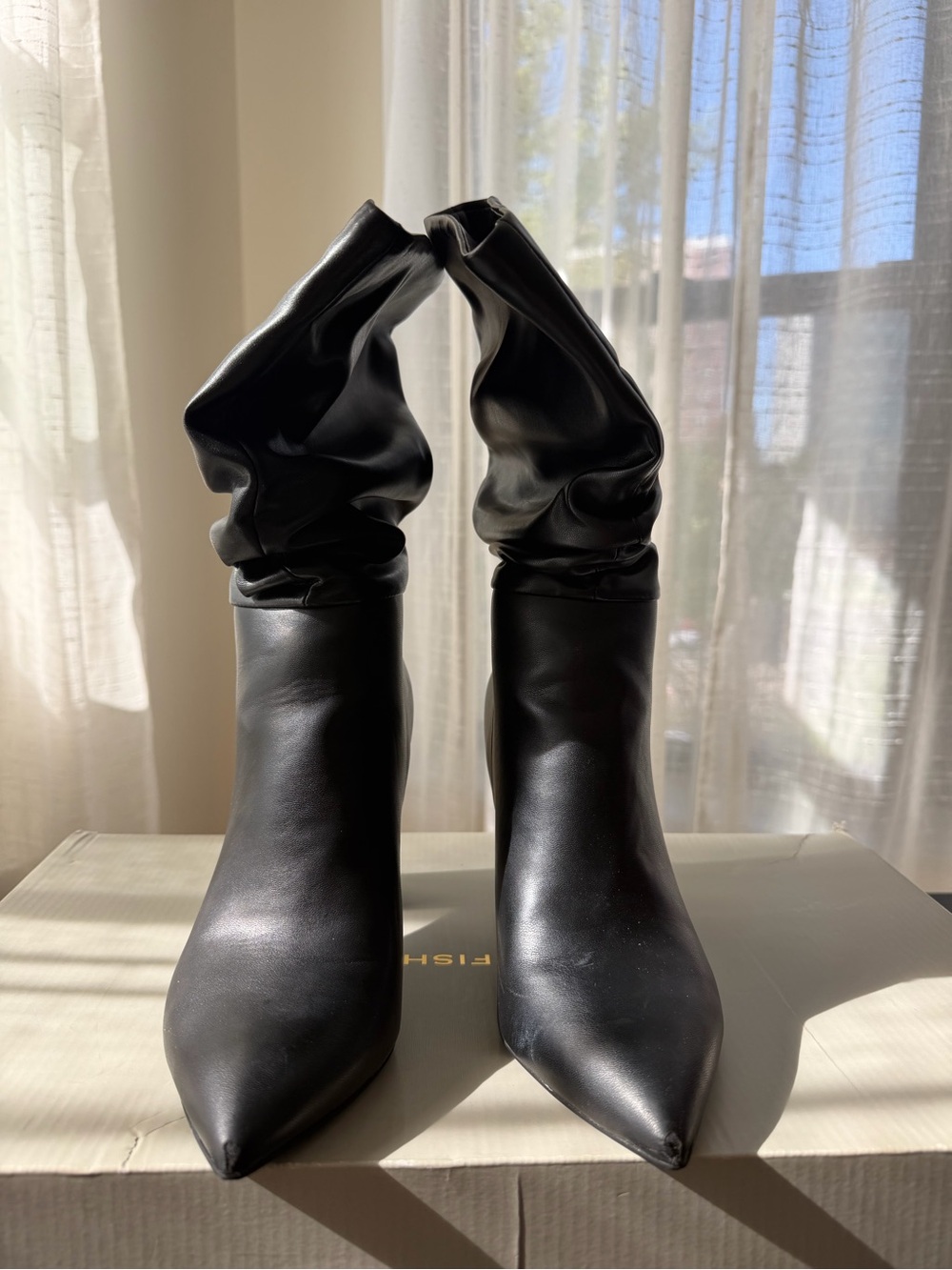 Black Slouchy Pointed-Toe Women's Boots